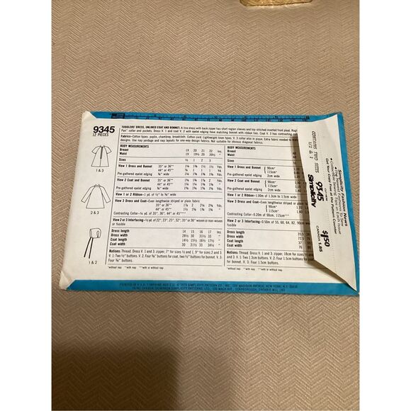 Vintage Sewing Pattern Simplicity Children 9345 - Picture 5 of 5